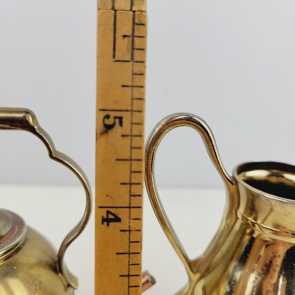 Antique 1930s Miniature Registered Design Brass & Copper Teapots - Picture 13 of 16